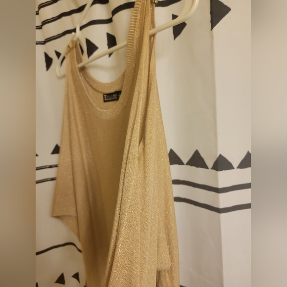 Gold Sparkling Colder Shoulder Sweater - Picture 2 of 4